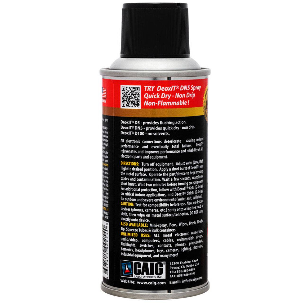 Hosa D5S6 CAIG DeoxIT Contact Cleaner 5% Spray 5oz