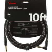 Fender Deluxe Instrument Cable Straight/Angle 10' Black Tweed