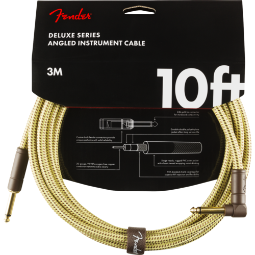 Fender Deluxe Instrument Cable Straight/Angle - 10' Tweed