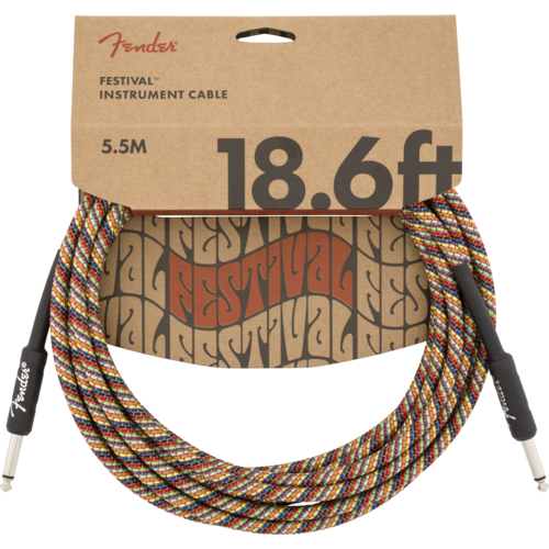 Fender Pure Hemp Instrument Cable - 18.6' Rainbow