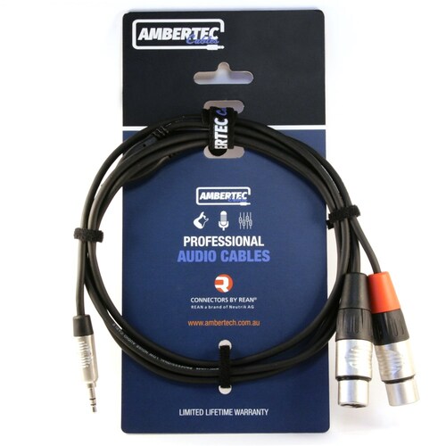 AmberTEC Y Cable 3m REAN 3.5mm TRS plug - 2 x XLR F